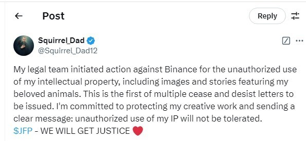 
                    Владелец белки Peanut подал иск против криптобиржи Binance                