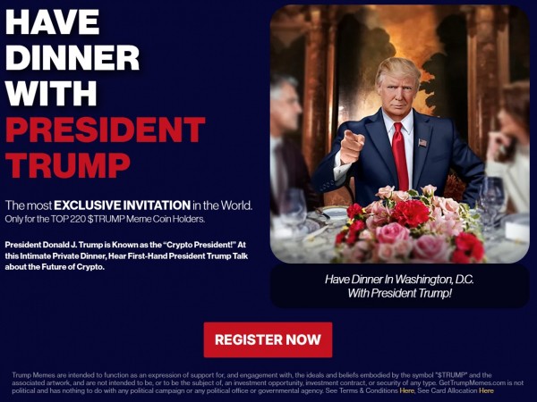 Сенатор США призывает к импичменту Трампа, цитирует ужин Memecoin