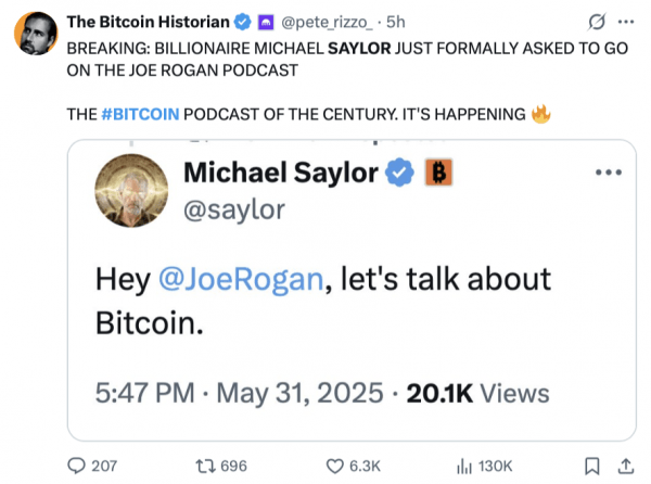 Майкл Сэйлор из стратегии хочет &laquo;поговорить с Биткоин&raquo; с Джо Роганом