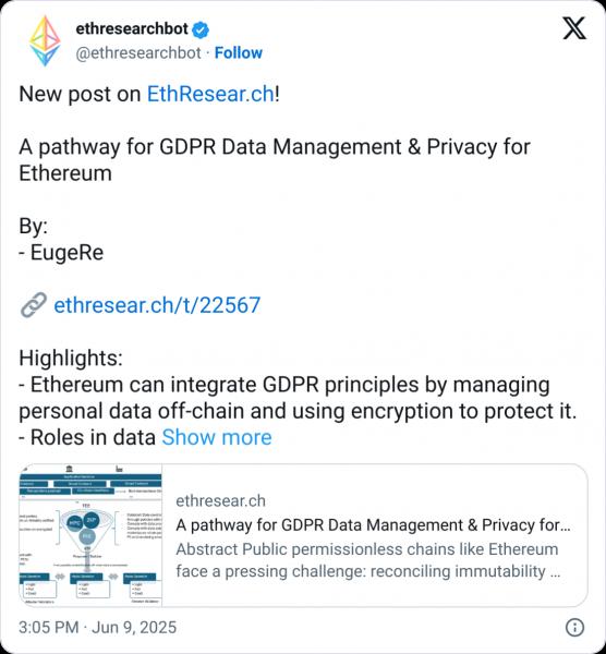План конфиденциальности Ethereum предлагает дизайн блокчейна, совместимый с&nbsp;GDPR&nbsp;ЕС