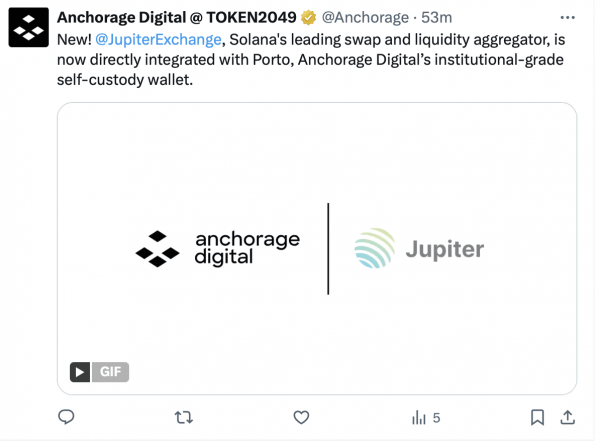 Anchorage Digital интегрировала Jupiter в Porto для институциональной работы с Solana DeFi