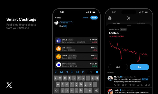 X создает функцию Smart Cashtags, отслеживающую криптовалюту и цены на акции