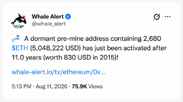 Старейшие &laquo;киты&raquo; Ethereum пробуждаются, пока миллионы токенов выходят из &laquo;глубокого хранилища&raquo;